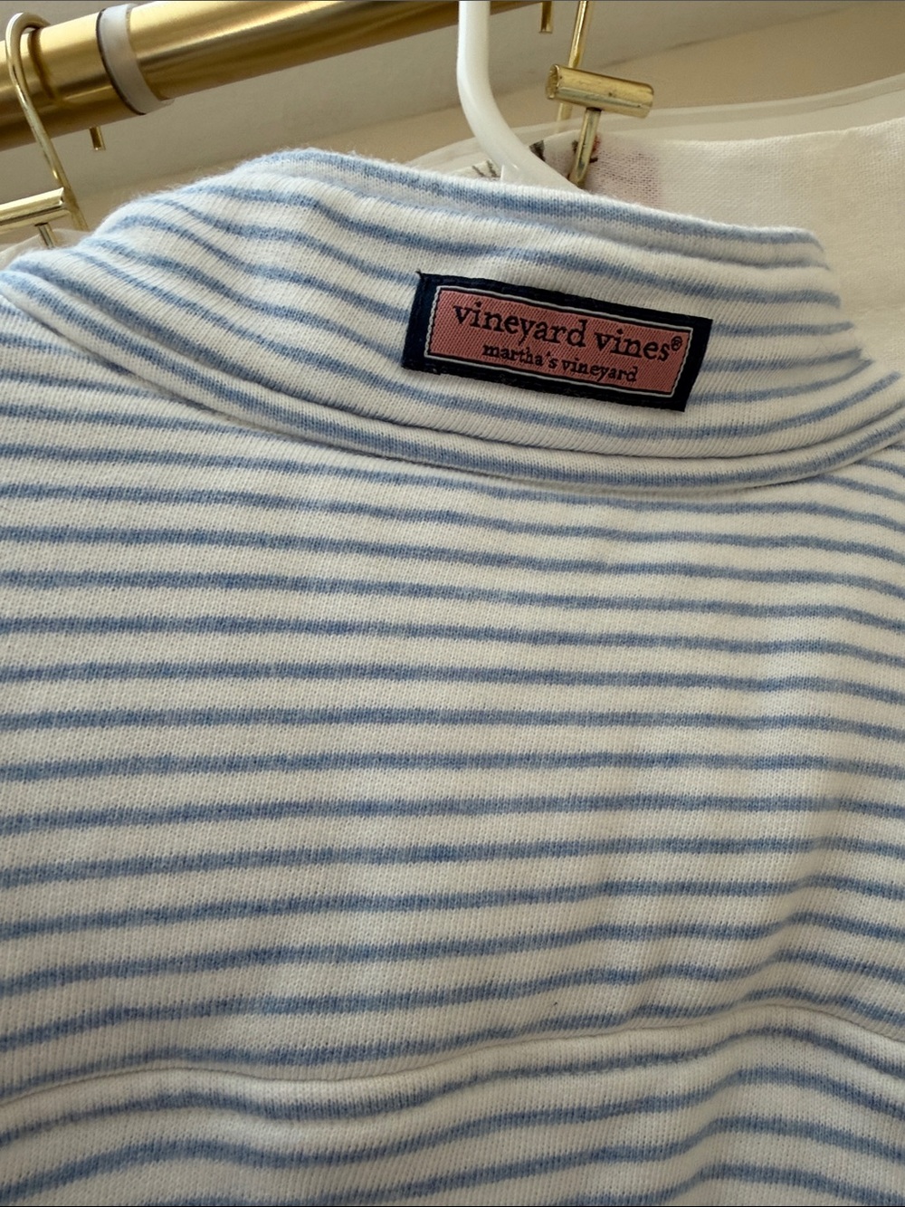 Vineyard Vines Pale Blue & White Striped Half-Zip Pullover - Picture 6 of 6